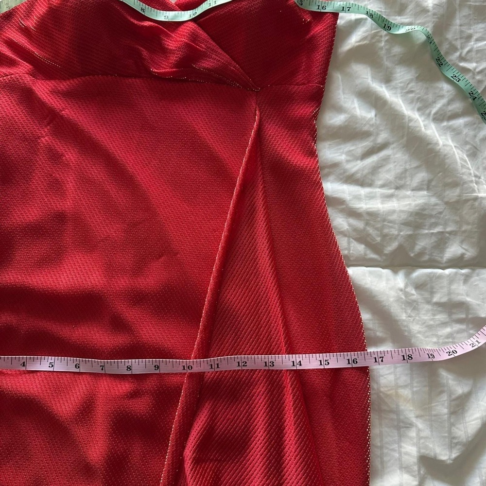 NWT Vintage Y2K Betsy & Adam Red Shimmer Maxi Gown - Vampire Core Formal Dress 8 - Picture 10 of 11